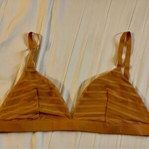 MeUndies Wireless Triangle Bralette in Tan Stripe